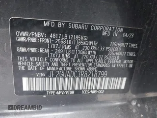 2024 Subaru Crosstrek Premium with VIN JF2GUADC3R8218799, listed as a IAAI auction lot 42311122 with 22,108 mi miles and . Bid and sale history available at DreamBid. Image 9.