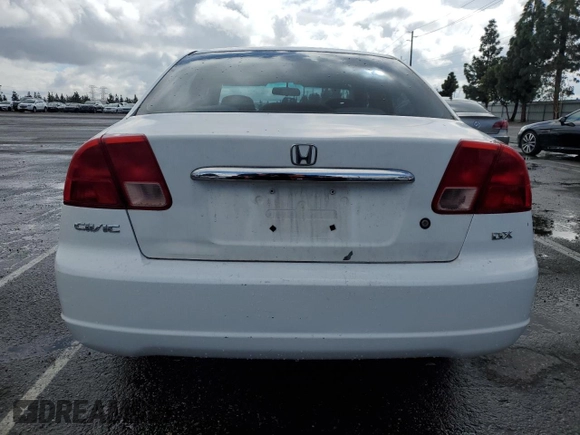 2001 Honda Civic DX with VIN 2HGES16281H614582, listed as a Copart auction lot 44421255 with 257,612 mi miles and Salvage Title. Bid and sale history available at carsss.com. Image 6.