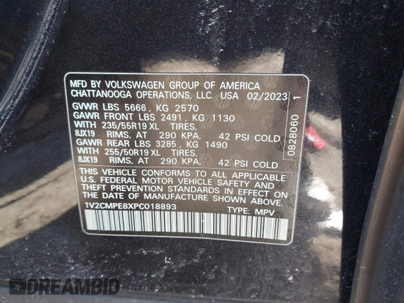 2023 Volkswagen ID.4 Pro with VIN 1V2CMPE8XPC018893, listed as a IAAI auction lot 41694083 with 31,875 mi miles and . Bid and sale history available at DreamBid. Image 9.