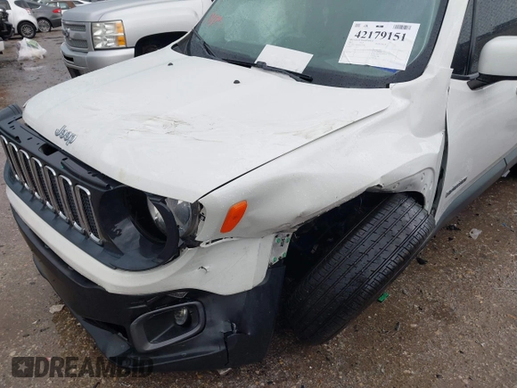 2017 Jeep Renegade Latitude with VIN ZACCJBBB4HPE57906, listed as a IAAI auction lot 42179151 with 124,651 mi miles and . Bid and sale history available at DreamBid. Image 6.