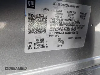 2024 Chevrolet TrailBlazer LT with VIN KL79MRSL4RB043603, listed as a IAAI auction lot 41812948 with 9,509 mi miles and . Bid and sale history available at DreamBid. Image 9.