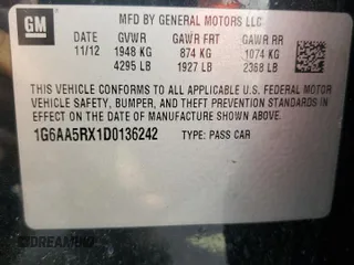 2013 Cadillac ATS с VIN 1G6AA5RX1D0136242, выставлен на аукционе Copart как лот 51574685 с пробегом 244 713 миль миль и Списание • Salvage title. История ставок и продаж доступна на DreamBid. Изображение 14.