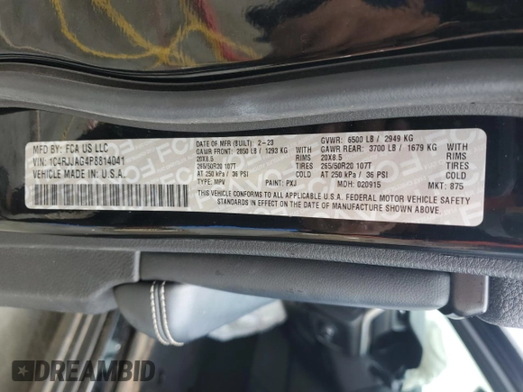 2023 Jeep Grand Cherokee Laredo z VIN 1C4RJJAG4P8814041, wystawiony jako Copart lot #42776095 z przebiegiem 71 111 mil mil oraz Szkoda całkowita • Salvage title. Historia ofert i sprzedaży dostępna na DreamBid. Obrazek 13.