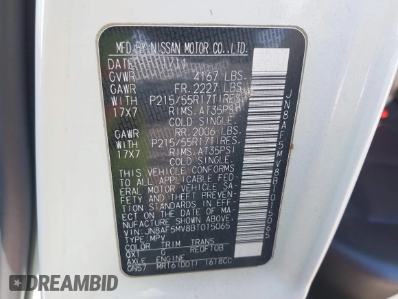 2011 Nissan Juke SL with VIN JN8AF5MV8BT015065, listed as a IAAI auction lot 41723964 with 125,687 mi miles. Bid and sale history available at carsss.com. Image 9.