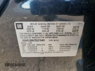 2012 Chevrolet Equinox LTZ with VIN 2GNFLGEK7C6218461, listed as a Copart auction lot 84112844 with 130,006 mi miles and Salvage Title. Bid and sale history available at carsss.com. Image 15.