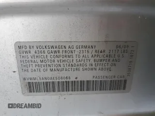 2010 Volkswagen CC Sport with VIN WVWML9AN0AE506066, listed as a Copart auction lot 52041625 with 154,453 mi miles and Salvage Title. Bid and sale history available at carsss.com. Image 12.