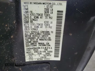 2008 Nissan Titan SE with VIN 1N6AA06AX8N318351, listed as a Copart auction lot 72518193 with 253,363 mi miles and Salvage Title. Bid and sale history available at carsss.com. Image 13.