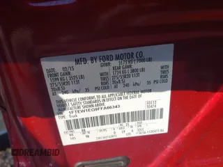 2015 Ford F-150 XLT with VIN 1FTEW1EG9FFA66343, listed as a IAAI auction lot 41497429 with 105,013 mi miles. Bid and sale history available at carsss.com. Image 9.