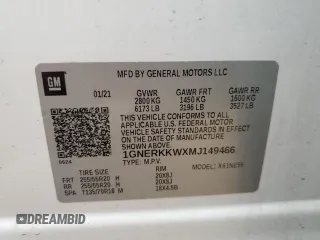 2021 Chevrolet Traverse Premier with VIN 1GNERKKWXMJ149466, listed as a Copart auction lot 48322655 with 94,650 mi miles and Salvage Title. Bid and sale history available at carsss.com. Image 15.