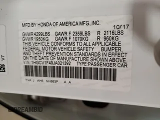 2018 Honda Accord EX z VIN 1HGCV1F49JA021392, wystawiony jako Copart lot #51633705 z przebiegiem 121 158 mil mil oraz Szkoda całkowita • Salvage title. Historia ofert i sprzedaży dostępna na DreamBid. Obrazek 15.