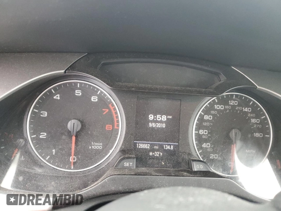 2010 Audi A4 2.0T Prestige with VIN WAUKFAFLXAA042392, listed as a Copart auction lot 45087565 with 126,662 mi miles and Salvage Title. Bid and sale history available at carsss.com. Image 9.