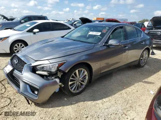 2018 Infiniti Q50 3.0t LUXE with VIN JN1EV7ARXJM437367, listed as a Copart auction lot 73872084 with 0 mi miles and Salvage Title. Bid and sale history available at carsss.com. Image 1.