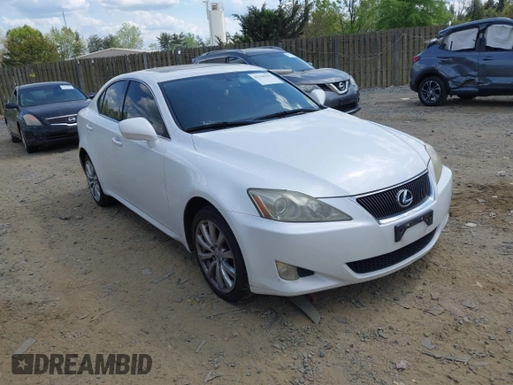 2008 Lexus IS 250 with VIN JTHCK262985019980, listed as a IAAI auction lot 42106541 with 197,860 mi miles. Bid and sale history available at carsss.com. Image 1.