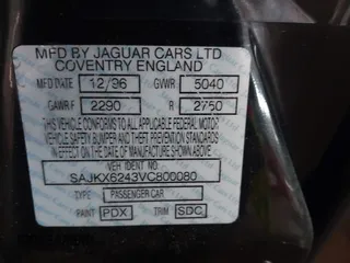 1997 Jaguar XJ Vanden Plas with VIN SAJKX6243VC800080, listed as a IAAI auction lot 42190859 with 192,979 mi miles and . Bid and sale history available at DreamBid. Image 9.