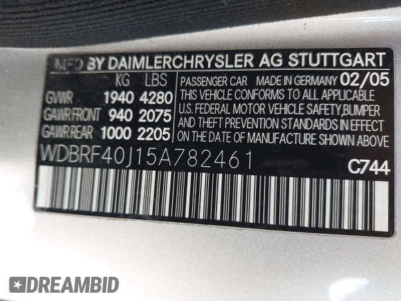 2005 Mercedes-Benz C 230 Kompressor с VIN WDBRF40J15A782461, выставлен на аукционе IAAI как лот 42119047 с пробегом Не указан миль и . История ставок и продаж доступна на DreamBid. Изображение 9.