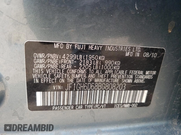 2011 Subaru Impreza Outback Special Sports with VIN JF1GH6D68BG808203, listed as a Copart auction lot 56352265 with 124,830 mi miles and Clean title. Bid and sale history available at DreamBid. Image 12.