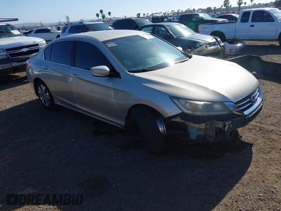 2014 Honda Accord LX with VIN 1HGCR2F34EA209843, listed as a IAAI auction lot 42073543 with 208,210 mi miles and . Bid and sale history available at carsss.com. Image 1.