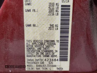 2014 Nissan Altima 2.5 S with VIN 1N4AL3AP7EC423484, listed as a Copart auction lot 52603845 with 225,508 mi miles and Salvage Title. Bid and sale history available at carsss.com. Image 12.