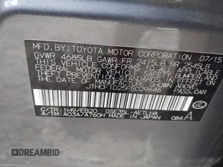 2015 Lexus IS 250 with VIN JTHCF1D25F5029646, listed as a IAAI auction lot 42170729 with 84,509 mi miles and . Bid and sale history available at DreamBid. Image 9.