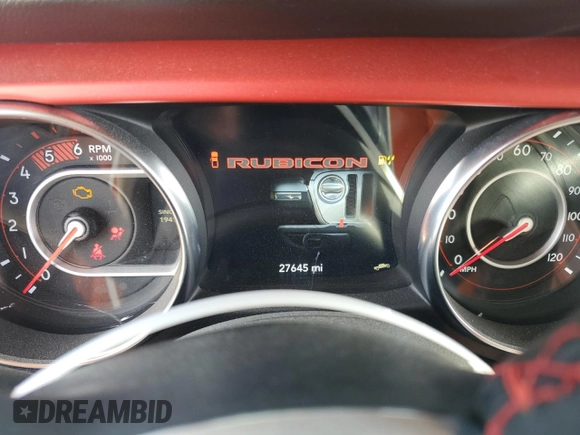 2021 Jeep Gladiator Rubicon with VIN 1C6JJTBM1ML611203, listed as a Copart auction lot 87203924 with 27,645 mi miles and Salvage title. Bid and sale history available at DreamBid. Image 9.