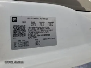 2023 Chevrolet Express Cargo z VIN 1GCWGAFP5P1180905, wystawiony jako Copart lot #87729115 z przebiegiem Nie podano mil oraz Nie do naprawy • Non repairable. Historia ofert i sprzedaży dostępna na DreamBid. Obrazek 13.