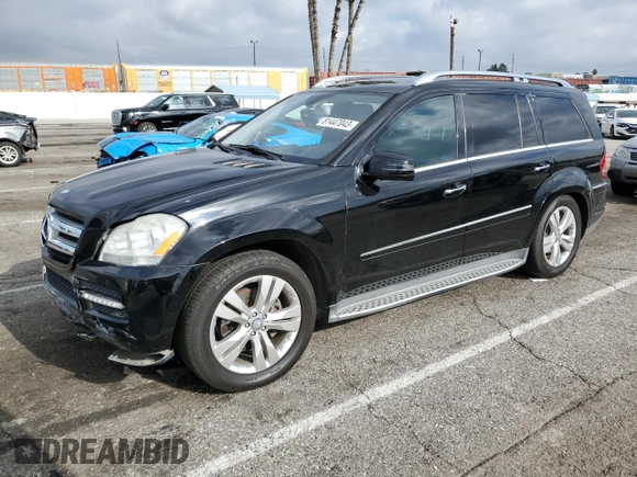 2012 Mercedes-Benz GL 450 with VIN 4JGBF7BE9CA775884, listed as a Copart auction lot 81447043 with 163,514 mi miles and Salvage Title. Bid and sale history available at DreamBid. Image 1.