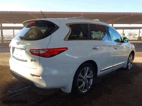 2013 Infiniti JX35 with VIN 5N1AL0MM3DC329090, listed as a IAAI auction lot 41573564 with NaN miles. Bid and sale history available at carsss.com. Image 4.