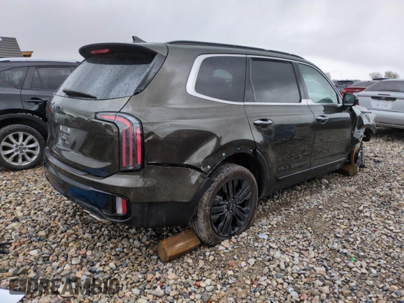 2023 Kia Telluride SX X-Line with VIN 5XYP5DGC8PG333753, listed as a Copart auction lot 50998465 with 13,522 mi miles and Salvage title. Bid and sale history available at DreamBid. Image 3.
