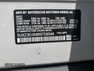 2024 BMW X5 xDrive40i z VIN 5UX23EU04R9T59544, wystawiony jako Copart lot #55708135 z przebiegiem 23 706 mil mil oraz Tytuł czysty. Historia ofert i sprzedaży dostępna na DreamBid. Obrazek 12.