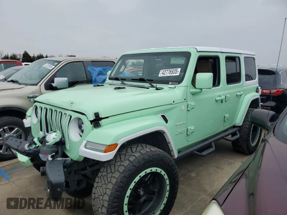 2018 Jeep Wrangler Unlimited Sahara z VIN 1C4HJXEN2JW211387, wystawiony jako Copart lot #42776935 z przebiegiem 66 170 mil mil oraz Szkoda całkowita • Salvage title. Historia ofert i sprzedaży dostępna na DreamBid. Obrazek 1.