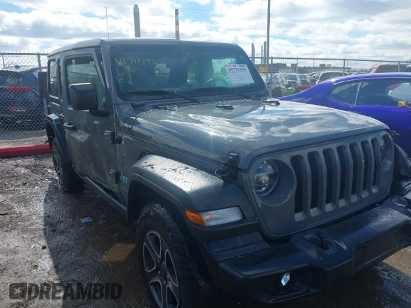 2020 Jeep Wrangler Unlimited Sport Altitude with VIN 1C4HJXDG2LW335228, listed as a IAAI auction lot 41711295 with 43,451 mi miles and . Bid and sale history available at DreamBid. Image 1.
