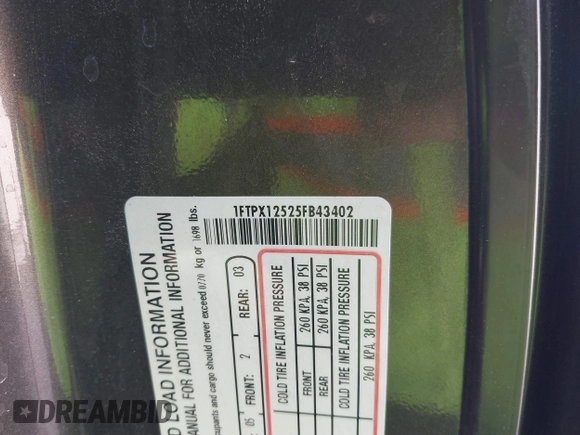 2005 Ford F-150 XLT с VIN 1FTPX12525FB43402, выставлен на аукционе IAAI как лот 42025311 с пробегом 210 220 миль миль и . История ставок и продаж доступна на DreamBid. Изображение 9.