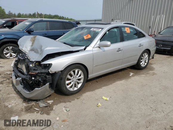 2006 Hyundai Azera SE with VIN KMHFC46FX6A087229, listed as a Copart auction lot 58816365 with Not provided miles and Non repairable. Bid and sale history available at DreamBid. Image 1.