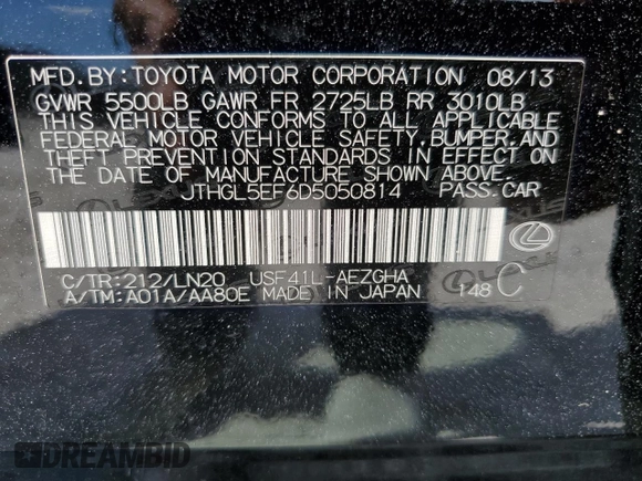 2013 Lexus LS 460 L с VIN JTHGL5EF6D5050814, выставлен на аукционе Copart как лот 64771424 с пробегом 40 048 миль миль и Списание • Salvage title. История ставок и продаж доступна на DreamBid. Изображение 15.