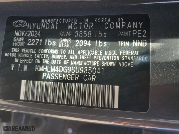 2025 Hyundai Elantra SEL Sport with VIN KMHLM4DG9SU935041, listed as a Copart auction lot 47364845 with 106 mi miles and Salvage Title. Bid and sale history available at carsss.com. Image 15.