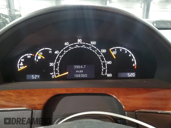 2005 Mercedes-Benz S-Class 4.3L with VIN WDBNG83J95A459421, listed as a Copart auction lot 77153264 with 168,360 mi miles and Salvage Title. Bid and sale history available at carsss.com. Image 9.