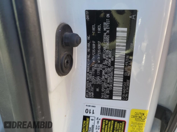 2017 Toyota Sienna LE Auto Access Seat with VIN 5TDKZ3DC8HS847703, listed as a Copart auction lot 84876684 with 175,928 mi miles and Salvage Title. Bid and sale history available at carsss.com. Image 13.