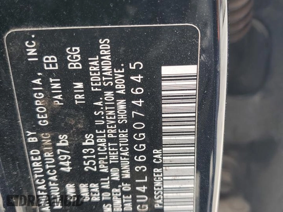 2016 Kia Optima EX with VIN 5XXGU4L36GG074645, listed as a Copart auction lot 53201155 with 126,111 mi miles and Salvage Title. Bid and sale history available at carsss.com. Image 13.
