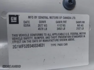 2004 Chevrolet Impala with VIN 2G1WF52E049334631, listed as a IAAI auction lot 41841574 with 120,769 mi miles. Bid and sale history available at carsss.com. Image 9.