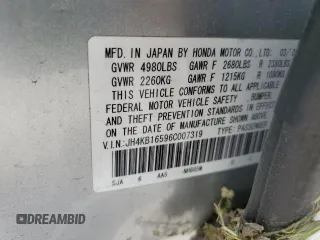 2006 Acura RL z VIN JH4KB16596C007319, wystawiony jako Copart lot #55273295 z przebiegiem 193 724 mil mil oraz Szkoda całkowita • Salvage title. Historia ofert i sprzedaży dostępna na DreamBid. Obrazek 12.