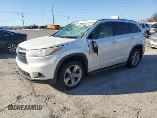 2014 Toyota Highlander Limited with VIN 5TDYKRFH4ES020495, listed as a Copart auction lot 46037115 with 156,134 mi miles and Salvage title. Bid and sale history available at DreamBid. Image 1.