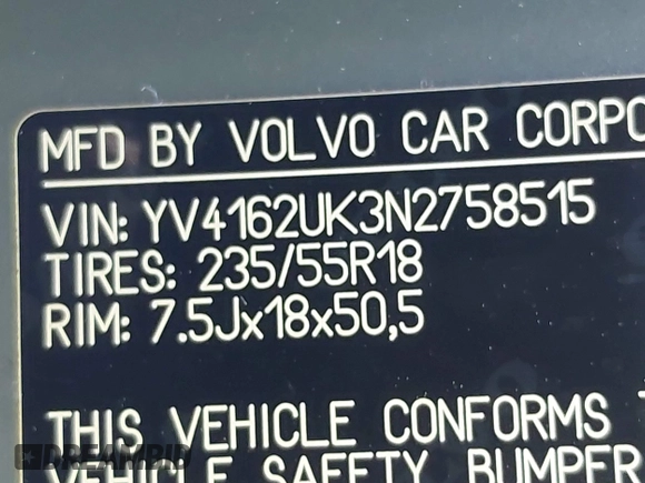 2022 Volvo XC40 Momentum with VIN YV4162UK3N2758515, listed as a IAAI auction lot 42468259 with 50,132 mi miles and . Bid and sale history available at DreamBid. Image 9.