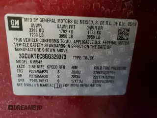 2016 Chevrolet Silverado 1500 High Country with VIN 3GCUKTEC8GG329373, listed as a Copart auction lot 43365855 with 110,562 mi miles and Salvage Title. Bid and sale history available at DreamBid. Image 15.