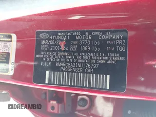 2022 Hyundai Venue Limited z VIN KMHRC8A31NU176797, wystawiony jako IAAI lot #42129614 z przebiegiem 57 117 mil mil oraz . Historia ofert i sprzedaży dostępna na DreamBid. Obrazek 9.