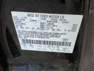 2010 Ford Escape Limited with VIN 1FMCU9E71AKB22136, listed as a Copart auction lot 61512564 with Not provided miles and Clean title. Bid and sale history available at DreamBid. Image 12.