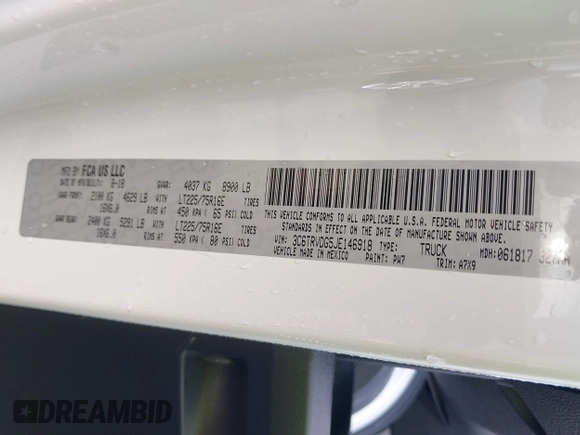 2018 Ram ProMaster Cargo z VIN 3C6TRVDG5JE146918, wystawiony jako IAAI lot #42086347 z przebiegiem 95 277 mil mil oraz . Historia ofert i sprzedaży dostępna na DreamBid. Obrazek 9.