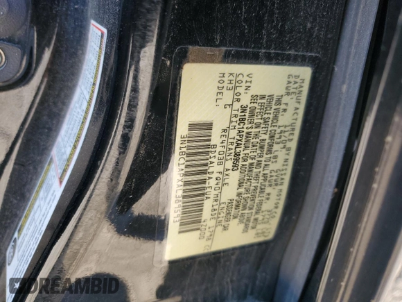 2010 Nissan Versa S with VIN 3N1BC1APXAL389593, listed as a Copart auction lot 52140555 with 110,438 mi miles and Non Repairable. Bid and sale history available at DreamBid. Image 12.