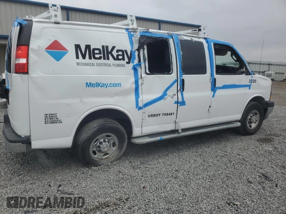 2022 Chevrolet Express Cargo with VIN 1GCWGAFP0N1177570, listed as a Copart auction lot 54801965 with 36,636 mi miles and Salvage title. Bid and sale history available at DreamBid. Image 3.
