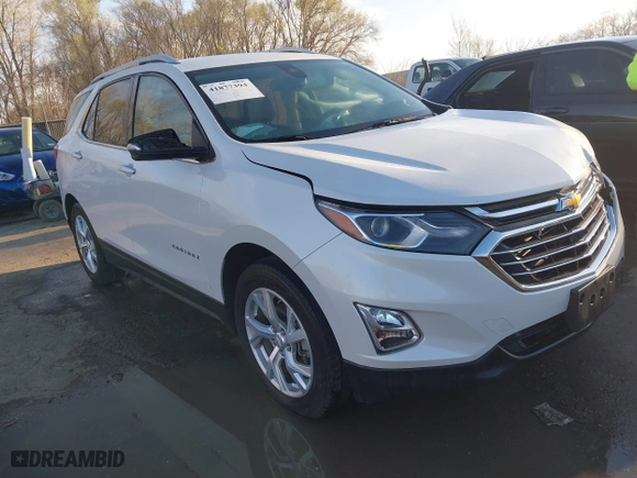 2018 Chevrolet Equinox Premier with VIN 2GNAXVEVXJ6324008, listed as a IAAI auction lot 41877394 with 106,729 mi miles. Bid and sale history available at carsss.com. Image 1.
