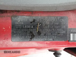 2004 Kia Rio with VIN KNADC125246337762, listed as a Copart auction lot 81980194 with 81,389 mi miles and Salvage Title. Bid and sale history available at carsss.com. Image 12.